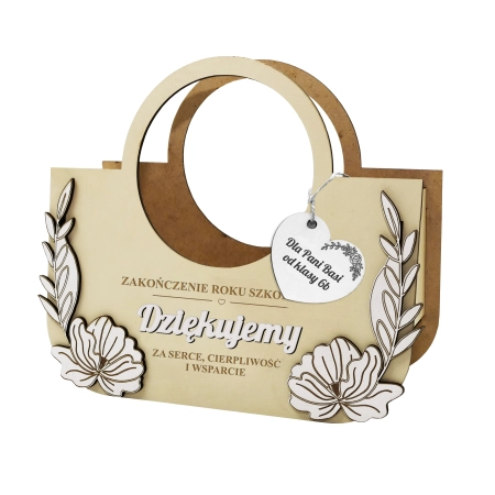 Prezent na Zakończenie roku wyjątkowa personalizowana torebka flowerbox na słodycze na kwiaty gotowy prezent